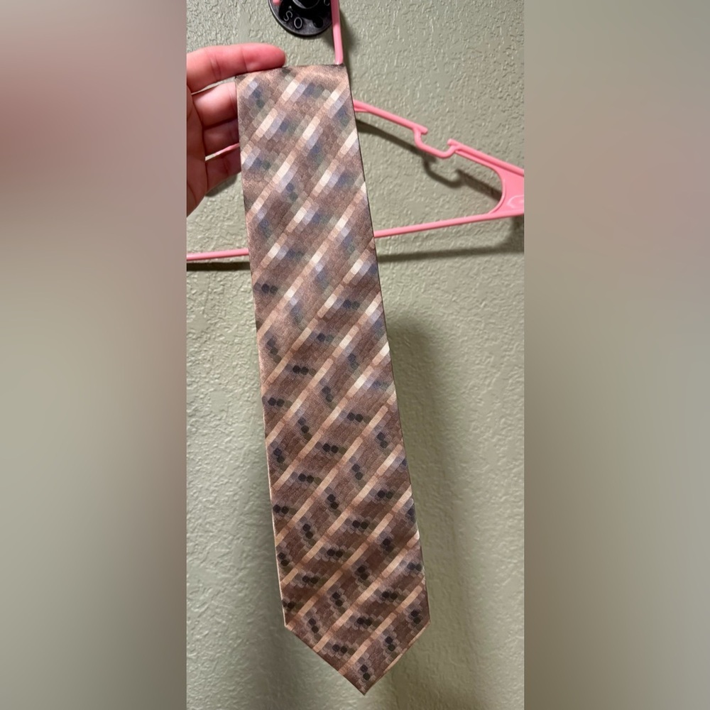 Dockers Geometric Brown and Blue Men's Tie - Picture 3 of 4